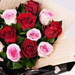 Valentine Red And Pink Roses Bouquet