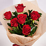 Valentine 6 Red Roses Bouquet