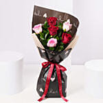 Valentine Classic Red And Blush Roses Bouquet