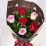 Valentine Classic Red And Blush Roses Bouquet