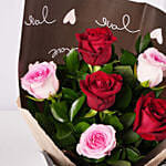 Valentine Classic Red And Blush Roses Bouquet