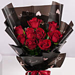 Valentine Elegant 9 Red Roses Bouquet