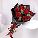 Romantic Valentine 9 Red Roses Classic Bouquet