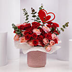 Romantic Valentine Rose Arrangement in Flower Box