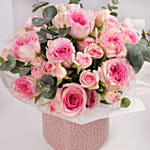 Valentines Blush Pink Rose Flower Box Arrangement