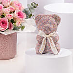 Pink Roses With Teddy Bear