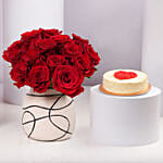 Red Bloom Arrangement And Cake Combo
