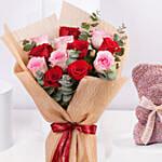 Rose Bouquet With Teddy Bear