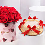 Romantic Red Roses Arrangement With Cake