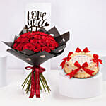 Red Roses And Valentine Calendar Cake