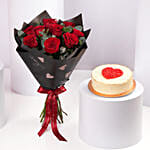 Elegant Red Rose And Red Velvet Cake