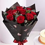Elegant Red Rose And Red Velvet Cake