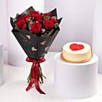 Elegant Red Rose And Red Velvet Cake