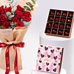 12 Red Roses Valentine Bouquet With Chocolate
