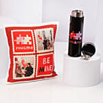Romantic Valentine Cushion and Travel Flask Set