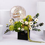 Happy Birthday Floral Box with Balloon