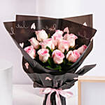 Pink Roses Bouquet With Photo Frame Gift