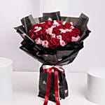 Romantic Red And White Rose Flower Bouquet