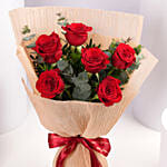 Classic Red Rose Bouquet In Beige Wrap