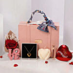 Designer Style Pink Handbag Hamper With Roses