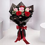 Elegant Red And Pink Roses Hand Bouquet