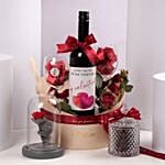 Elegant Wine And Red Roses Hamper