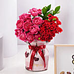 Pink Flower Arrangement With Photo Frame Gift Set