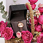 Titan Watch With Romantic Blooms Gift For Her