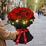 باقة ورد أحمر مضيئة