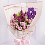 Womens Day Tulips And Pink Roses Bouquet