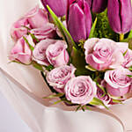 Womens Day Tulips And Pink Roses Bouquet