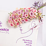 Happy Womens Day Canvas With Pink Roses