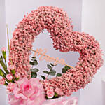 Heart Shaped Pink Babys Breath Arrangement For Mom