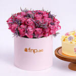 Luxury Roses And Cream Cake Combo