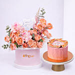 Pink Flower Arrangement With Designer Cake