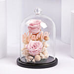 Preserved Pink Roses In Glass Dome For Mom