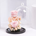 Preserved Pink Roses In Glass Dome For Mom