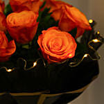 Luxury Led Orange Roses Gift Bouquet