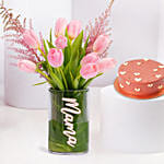 Mama Flower Arrangement And Chocolate Cake Combo