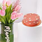 Mama Flower Arrangement And Chocolate Cake Combo