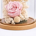 Preserved Pink Roses In Glass Dome For Mom