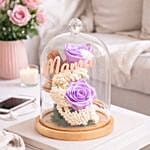Preserved Purple Roses In Glass Dome