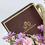 Pink Floral And Chocolate Gift Basket For Mom