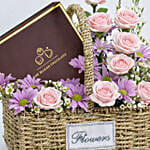 Pink Floral And Chocolate Gift Basket For Mom