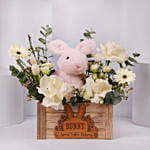 Bunny Floral Wooden Basket