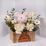 Bunny Floral Wooden Basket