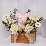 Bunny Floral Wooden Basket