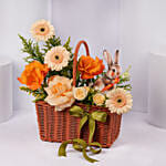 Bunny Peach Floral Basket