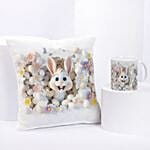 Cute Easter Bunny Cushion and Mug Set