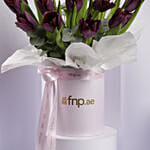 Luxury Purple Tulips In Pink Box